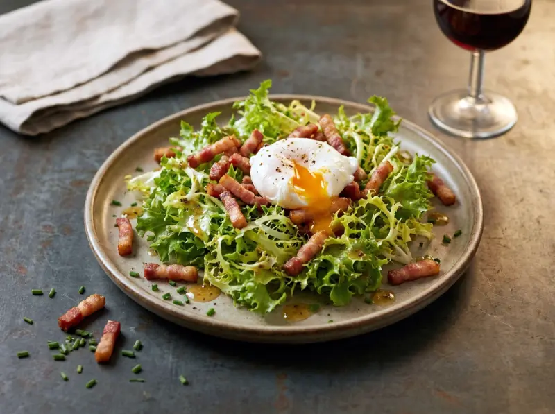 Salade Lyonnaise (French Frisée Salad with Bacon and Poached Egg)
