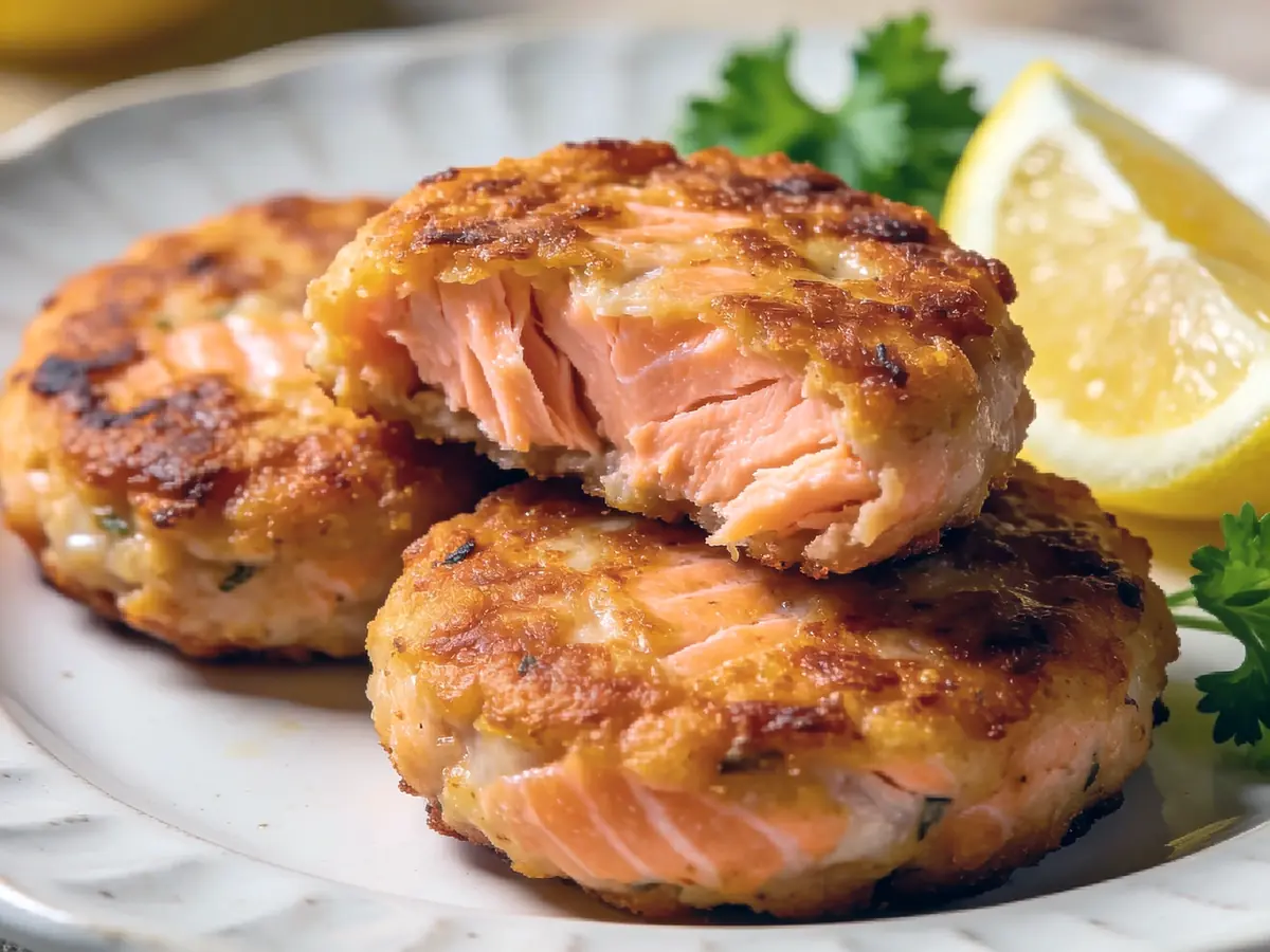 Salmon Patties with bread, breadcrumbs and eggs — USA recipe
