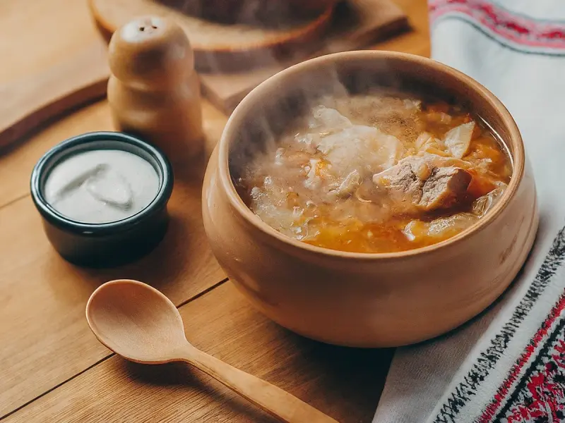 Sauerkraut Shchi with beef, sauerkraut and potato — Russia recipe