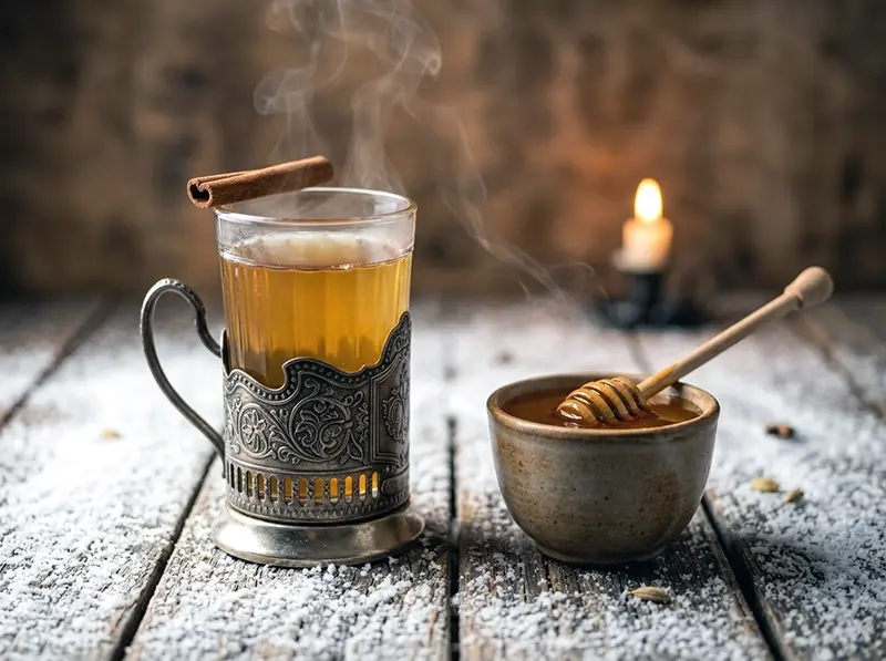 Sbiten (Russian Honey Spiced Drink) with honey, water and cinnamon — Russia recipe