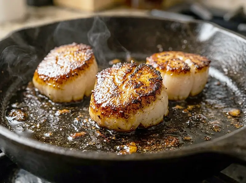 Scallops with Garlic Butter with scallops, butter and garlic — France recipe
