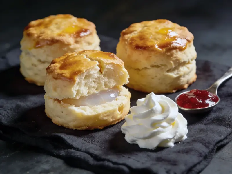 Scones (British Buttermilk Scones) with plain flour, baking powder and cold butter — UK recipe