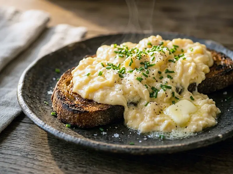 Perfect Scrambled Eggs (Soft & Creamy Method) with eggs and butter — France recipe