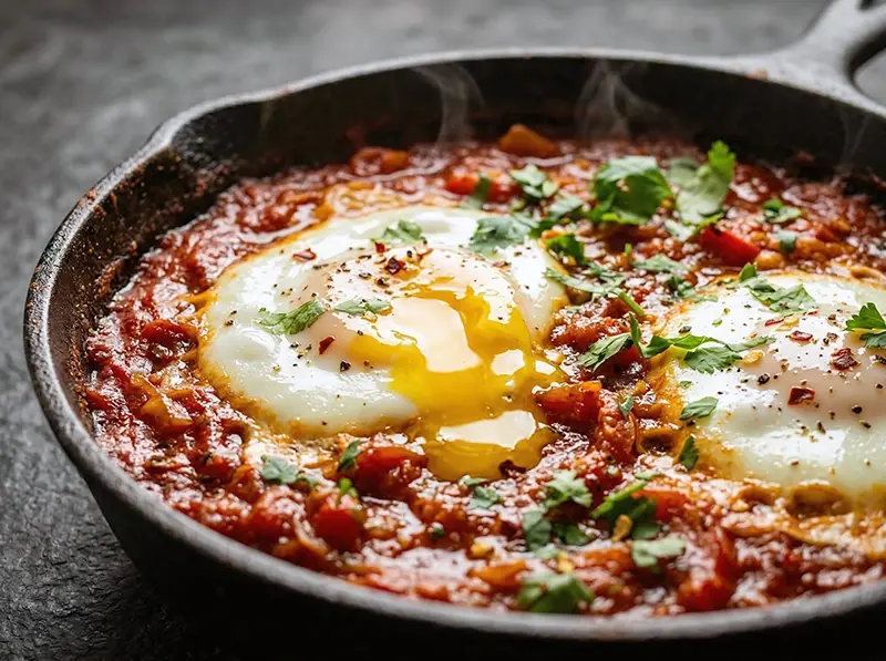 Shakshuka with tomato, egg and onion — Israel recipe