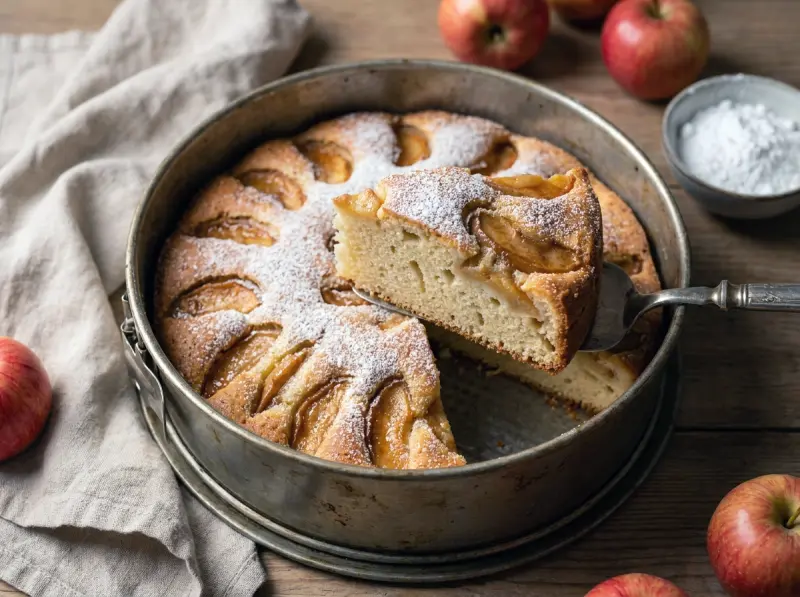 Sharlotka — Russian Apple Sponge Cake with eggs, plain flour and apples — Russia recipe