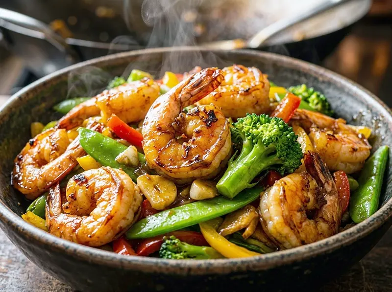 Shrimp Stir-Fry with shrimp, garlic and ginger — China recipe