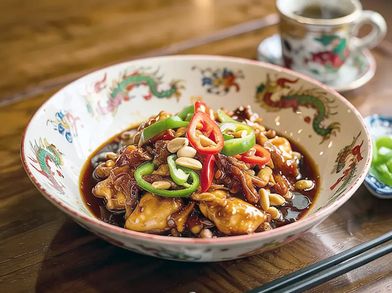 Sichuan Spicy Chicken with chicken, peanuts and chili — China recipe
