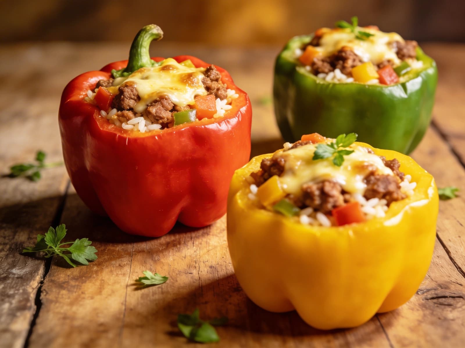 Stuffed Bell Peppers with bell pepper, black beans and cheese — Mexico recipe