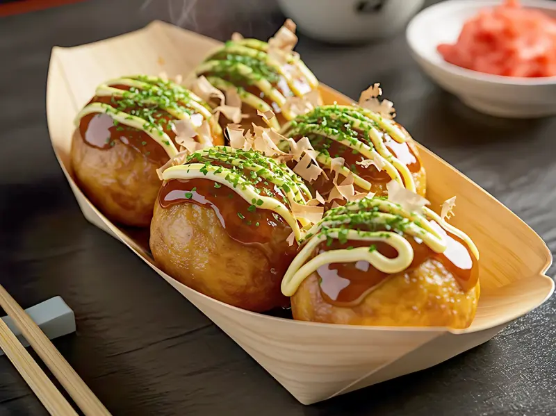 Takoyaki with Seafood with octopus, dashi and flour — Japan recipe