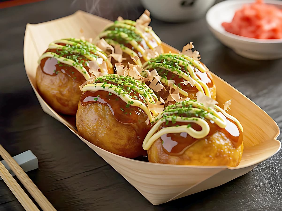 Takoyaki with Seafood with octopus, dashi and flour — Japan recipe
