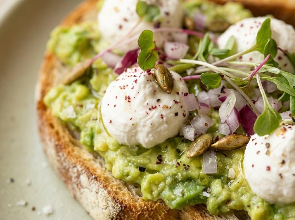 Tartine with Avocado and Goat Cheese with avocado, bread and cheese — France recipe