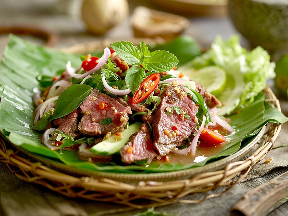 Thai Spicy Beef Salad with beef, lime and fish sauce — Thailand recipe