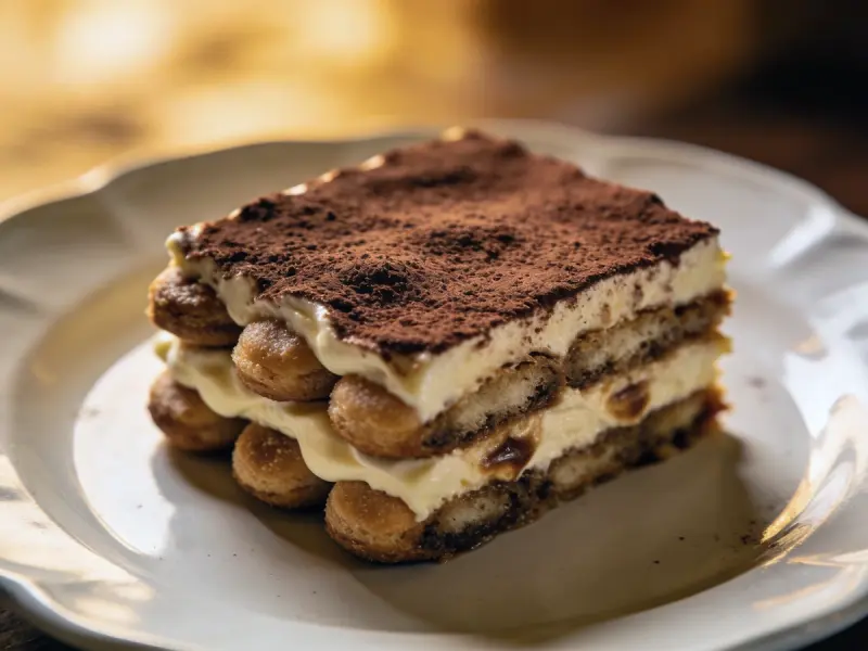 Tiramisu with mascarpone, egg and coffee — Italy recipe
