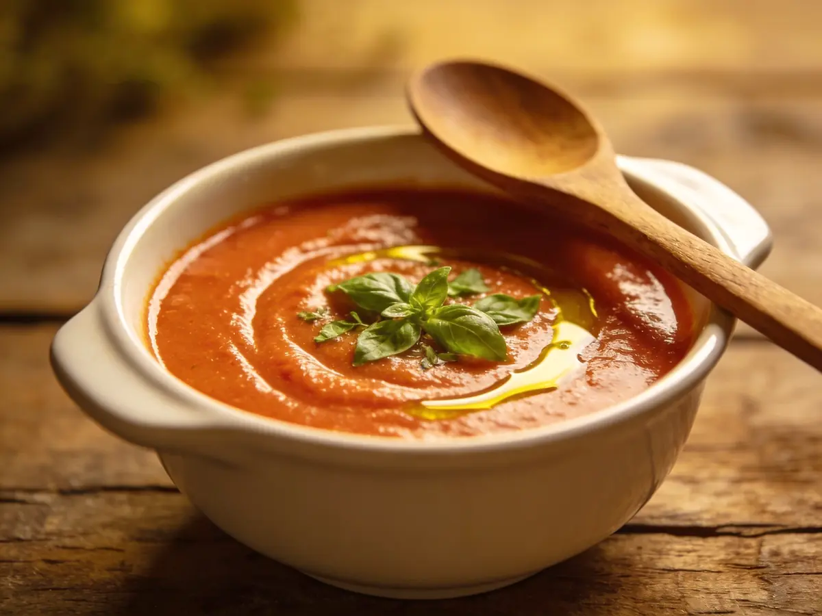 Tomato Soup with tomato, onion and basil — USA recipe