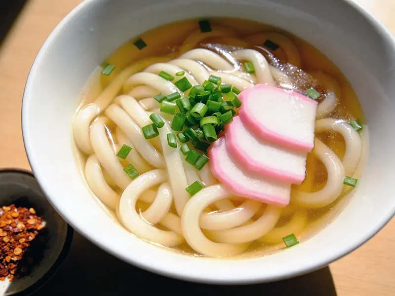 Udon Noodle Soup (Kake Udon) with udon noodles, dashi and soy sauce — Japan recipe