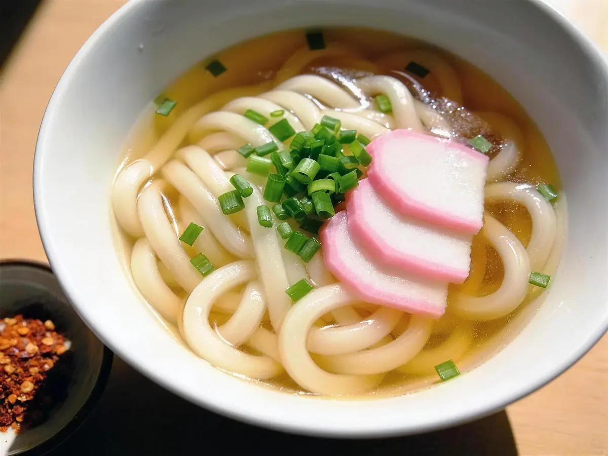 Soupe Udon (Kake Udon): nouilles udon, bouillon dashi, sauce soja — Japon · recette