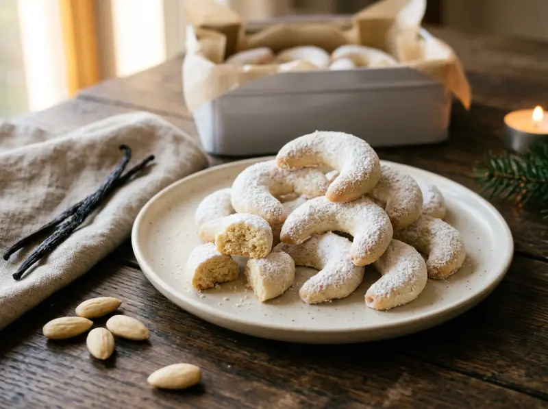 Vanillekipferl (German Vanilla Crescent Cookies) — Flour and Confectionery Products · Germany