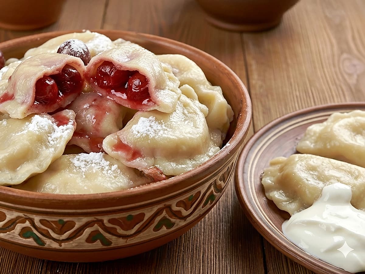 Varenyky with Cherries with wheat flour and cherries — Ukraine recipe