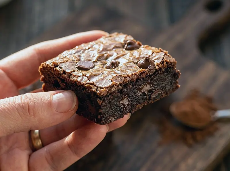 Vegan Brownies with dark chocolate, vegan butter and flaxseed — USA recipe