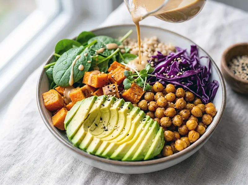 Vegan Buddha Bowl with chickpeas, sweet potato and quinoa — USA recipe