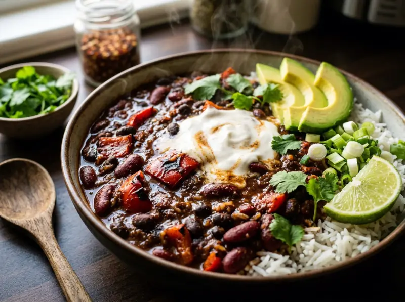 Vegan Chili with kidney beans, black beans and chipotle — USA recipe