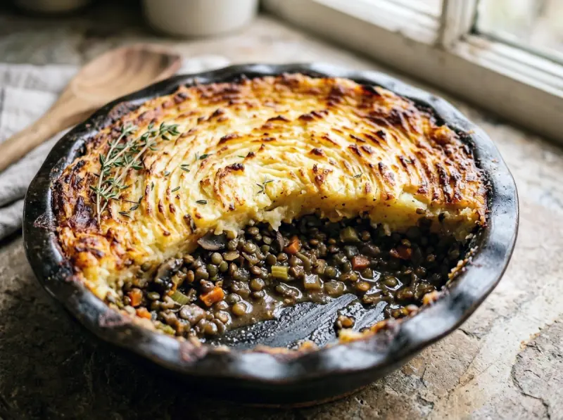 Vegan Shepherd's Pie with lentils, mushrooms and potatoes — UK recipe