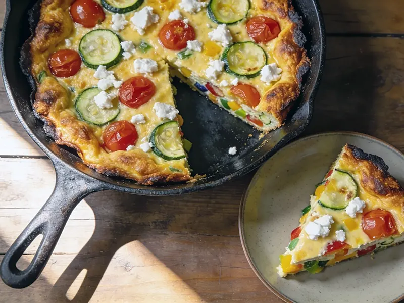 Vegetable Frittata with eggs, courgette and red pepper — Italy recipe