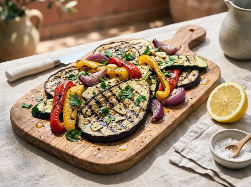 Verdure alla Griglia (Italian Grilled Vegetables) with eggplant, zucchini and bell peppers — Italy recipe