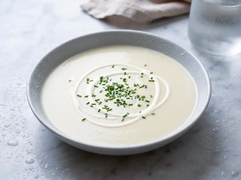 Vichyssoise 维希奶油冷汤 —— 韭葱、土豆与奶油: 韭葱, 土豆, 浓奶油 — 法国 · 食谱