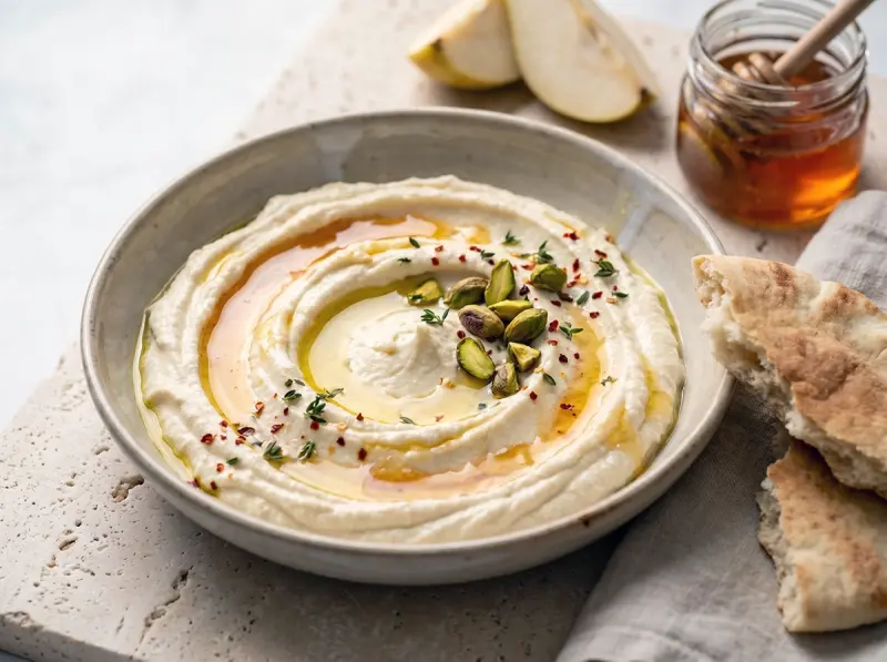 Whipped Feta with Hot Honey and Pistachio