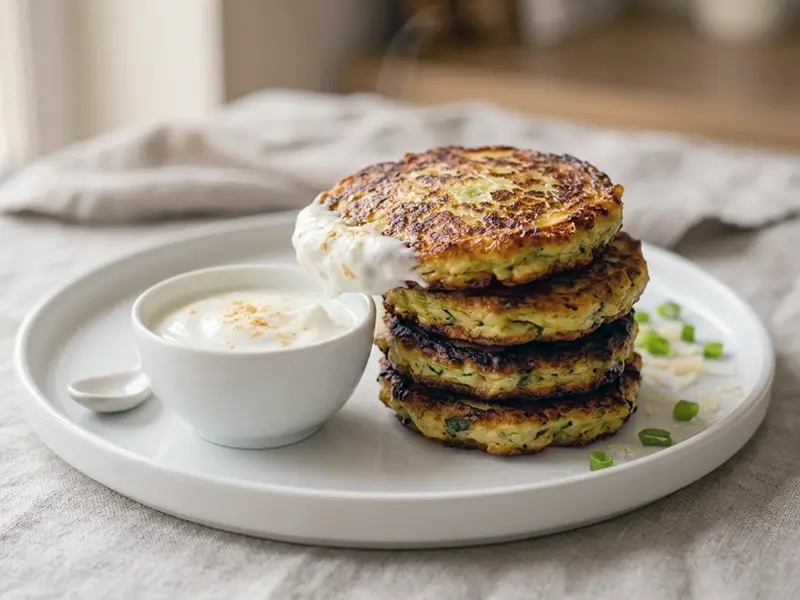 Zucchini Fritters with zucchini, eggs and flour — USA recipe