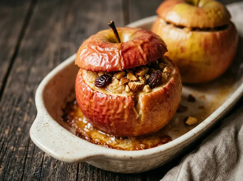 Bratapfel mit Marzipan und Rumrosinen