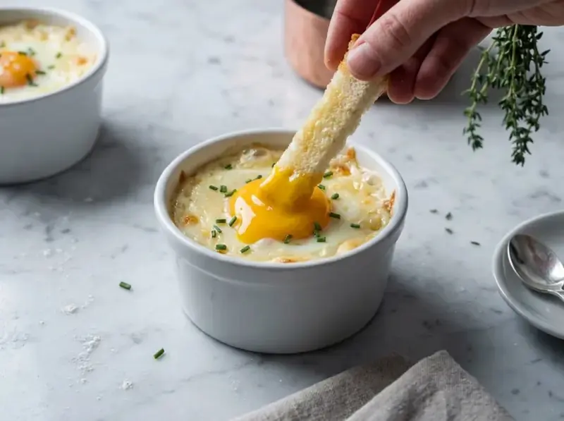 Œufs en cocotte — uova al forno classiche francesi in cocottine
