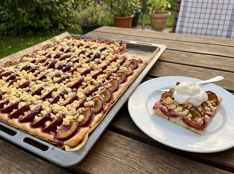 Zwetschgendatschi (Bavarian Plum Sheet Cake)